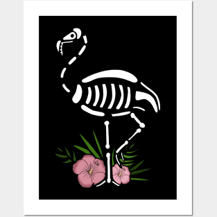 Cute Flamingo Skull Floral Tropical Posters and Art